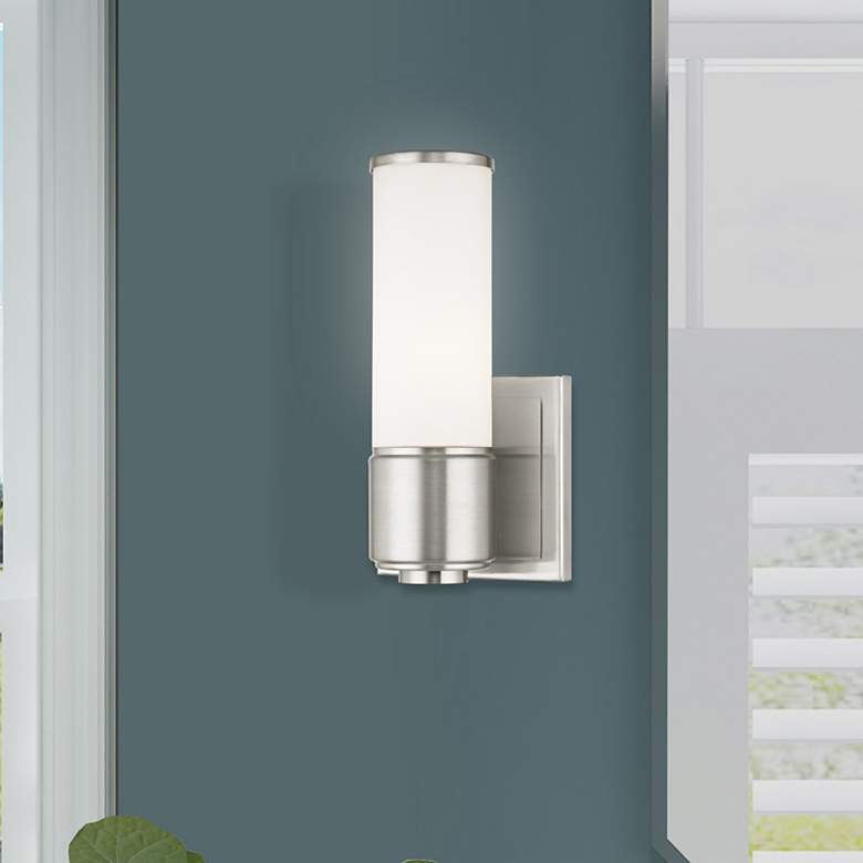 Image 1 Weston 1 Light Brushed Nickel ADA Wall Sconce Bath Vanity