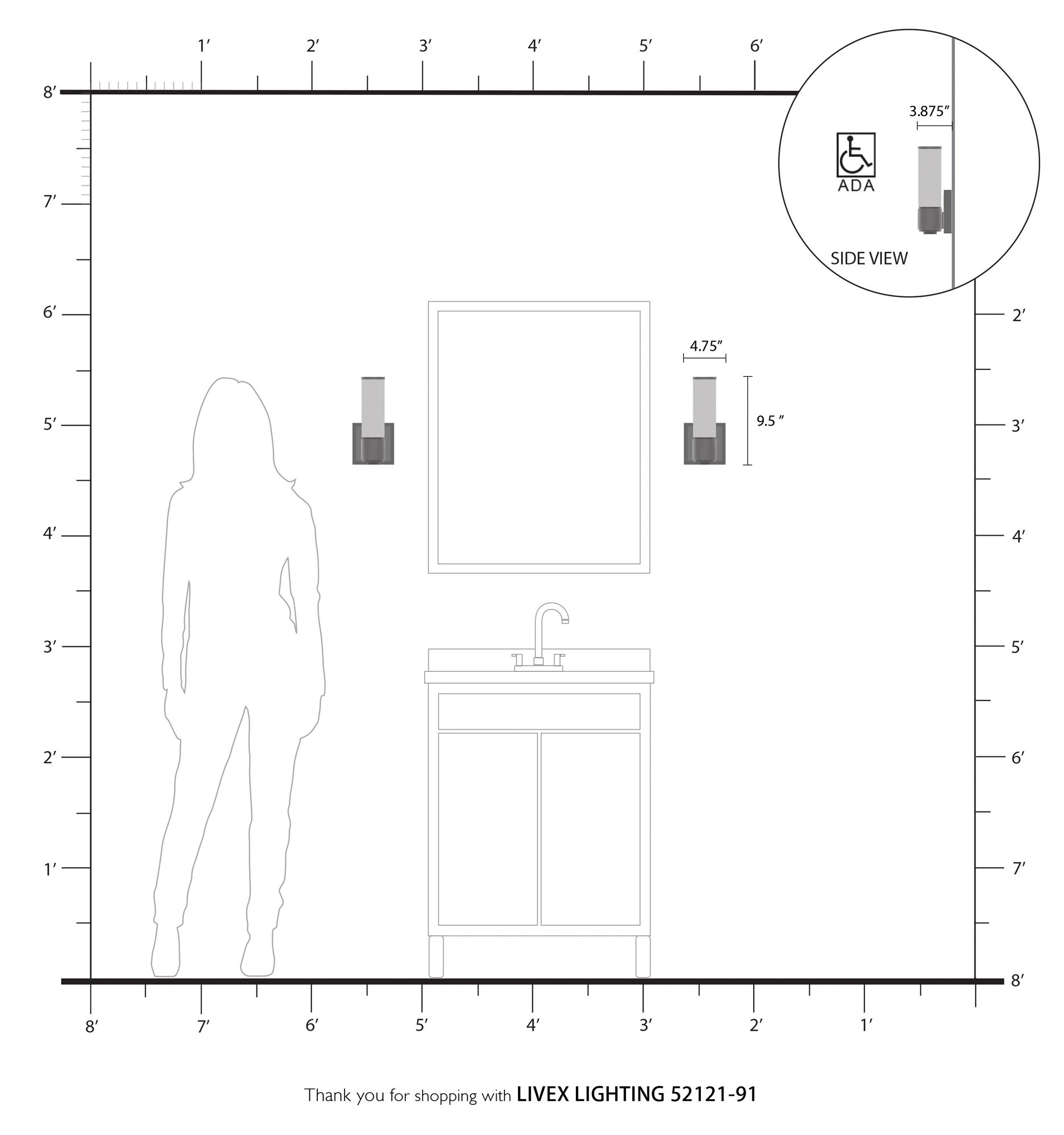 Weston 1 Light Brushed Nickel ADA Wall Sconce Bath Vanity