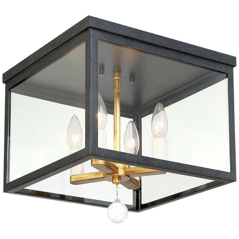 Image 1 Weston 12 3/4 inch Wide Black and Gold 4-Light Ceiling Light
