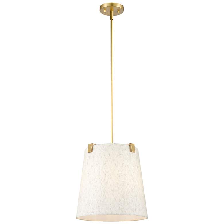 Image 3 Weston 13" Wide Modern Gold and Cream Fabric Pendant Light