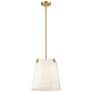 3_Weston 13" Wide Modern Gold and Cream Fabric Pendant Light