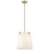 Weston 13" Wide Modern Gold and Cream Fabric Pendant Light