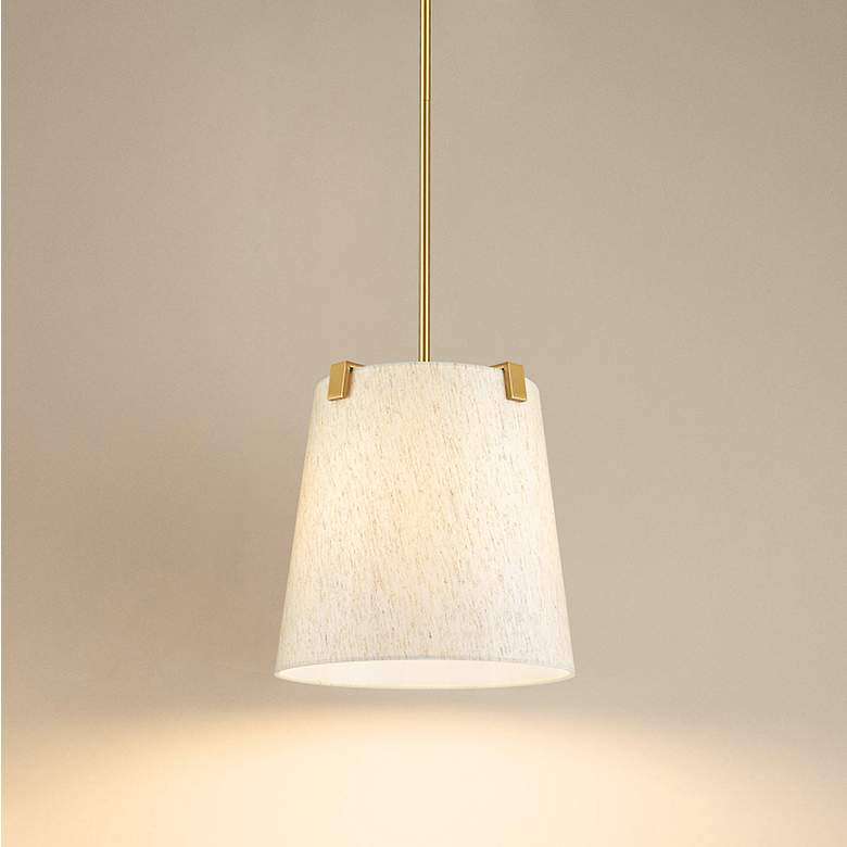 Image 2 Weston 13" Wide Modern Gold and Cream Fabric Pendant Light