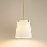 2_Weston 13" Wide Modern Gold and Cream Fabric Pendant Light