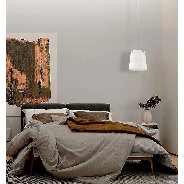 Image 5 Weston 13" Wide Modern Gold and Cream Fabric Pendant Light more views