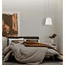 5_Weston 13" Wide Modern Gold and Cream Fabric Pendant Light more views