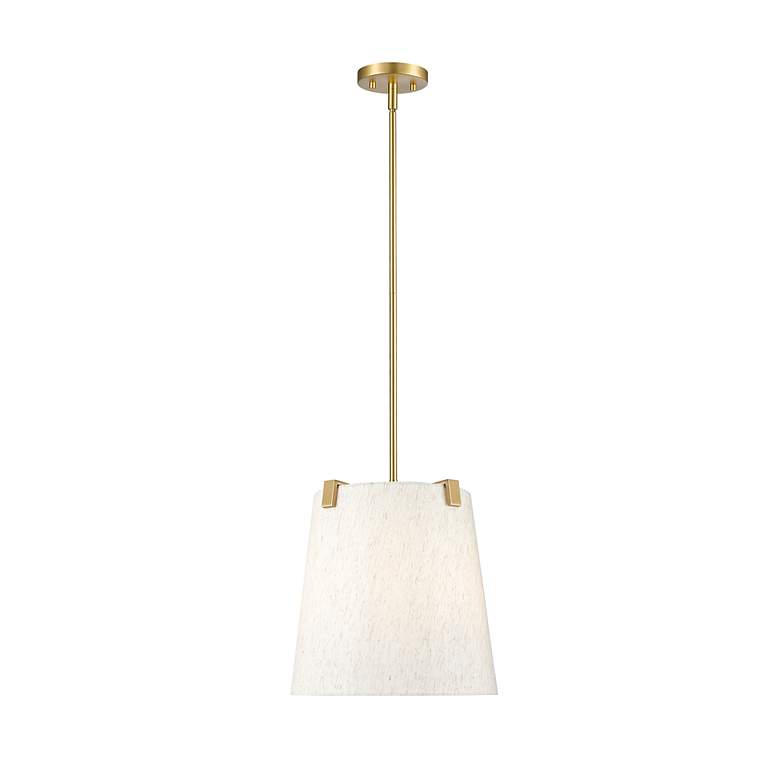 Image 6 Weston 13" Wide Modern Gold and Cream Fabric Pendant Light more views