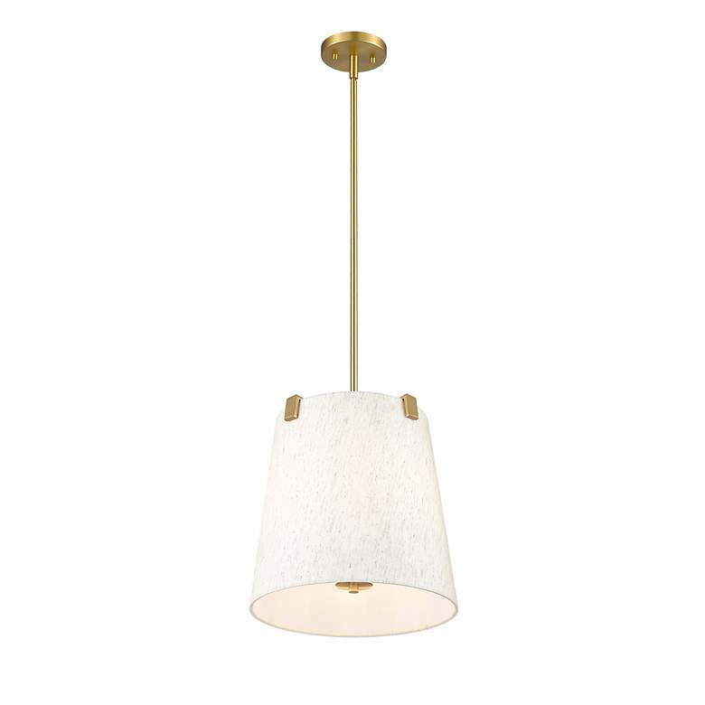Image 7 Weston 13" Wide Modern Gold and Cream Fabric Pendant Light more views
