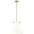 Weston 13" Wide Modern Gold and White Linen Pendant Light