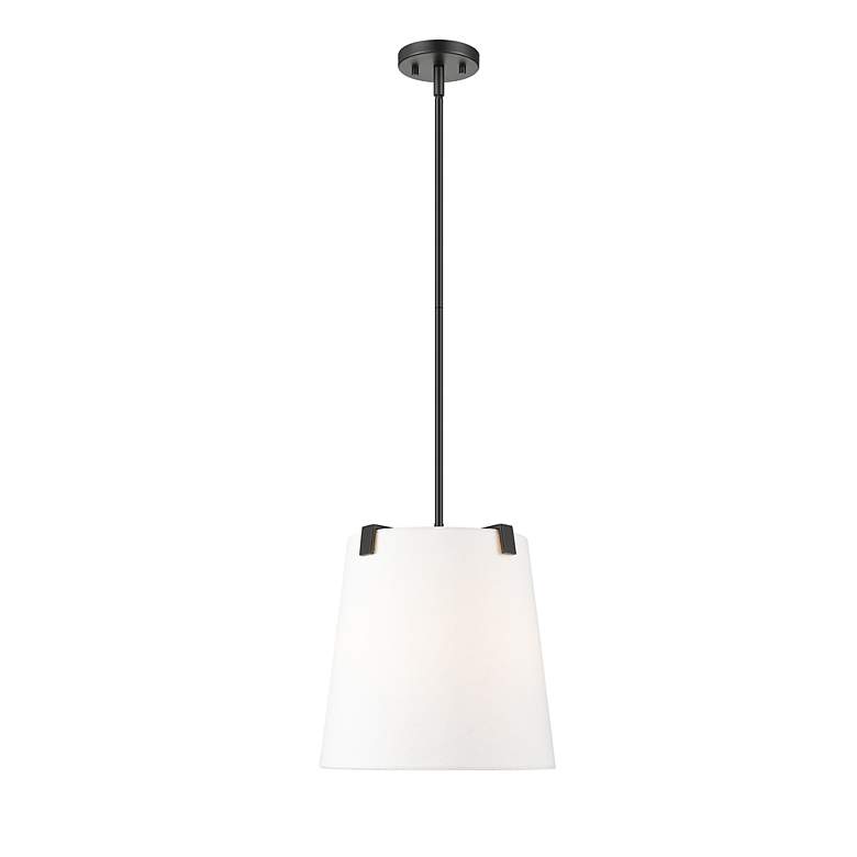 Image 4 Weston 13"W Matte Black and White Fabric Pendant Light more views