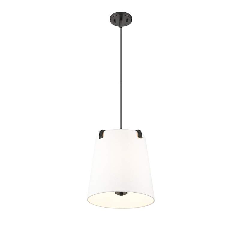 Image 5 Weston 13"W Matte Black and White Fabric Pendant Light more views