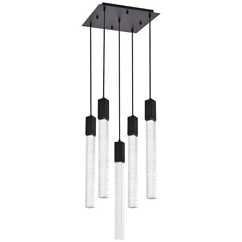 Image 6 Weston 16" Wide Black Metal Crystal 5-Light Pendant more views