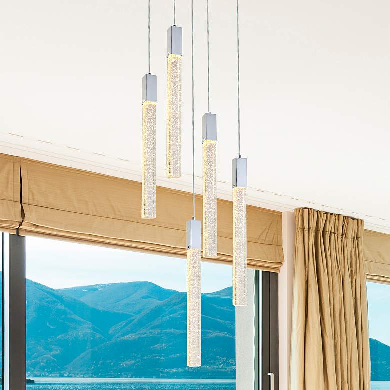 Image 2 Weston 16" Wide Chrome Crystal Multi-Light Pendant