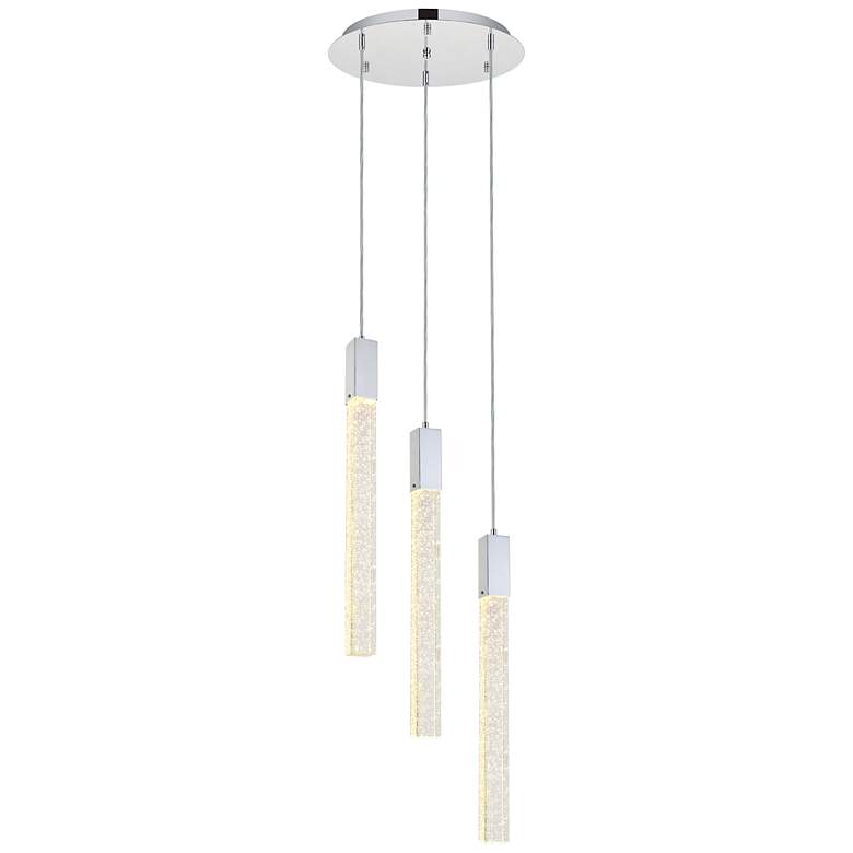 Image 3 Weston 16" Wide Chrome Crystal Raindrops 3-Light Pendant
