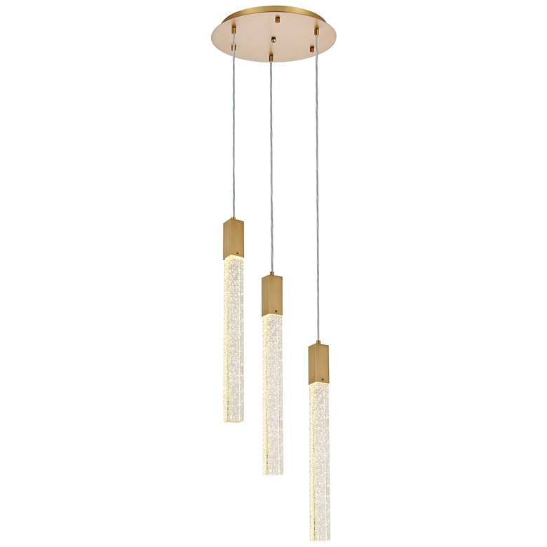 Image 3 Weston 16" Wide Satin Gold Metal Crystal 3-Light Pendant