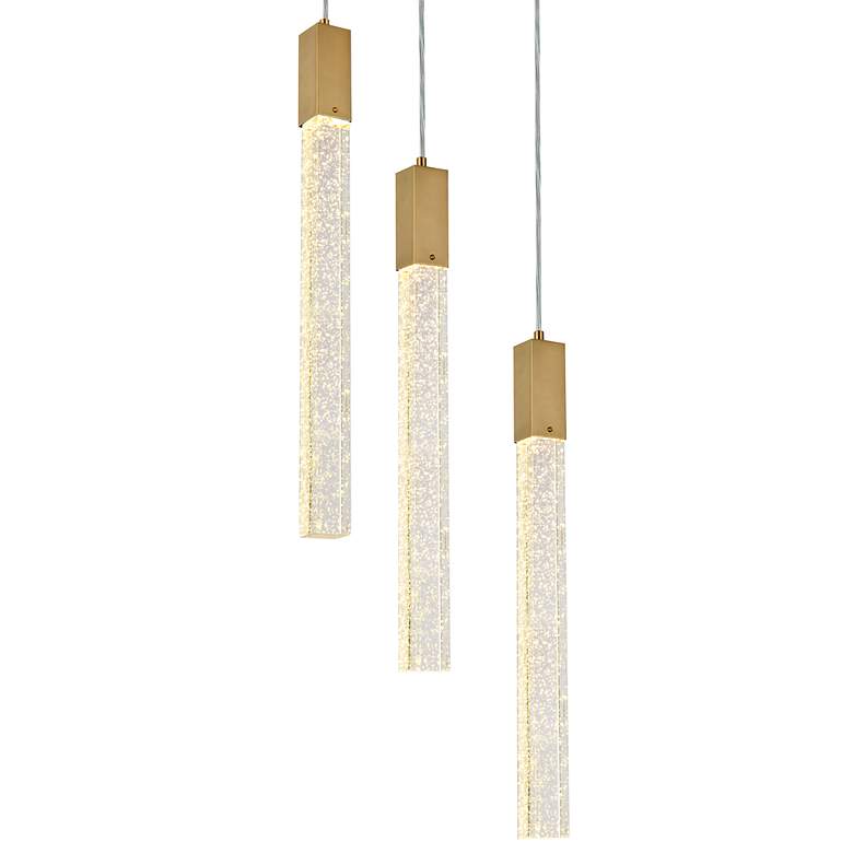 Image 4 Weston 16" Wide Satin Gold Metal Crystal 3-Light Pendant more views