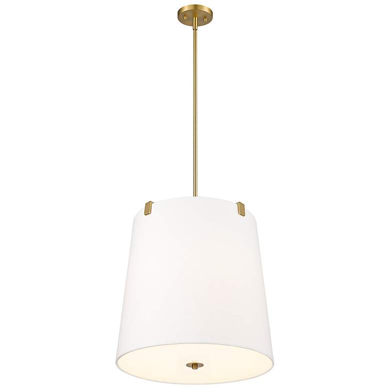 Image 7 Weston 18" Wide Modern Gold Pendant Light with Linen Shade more views