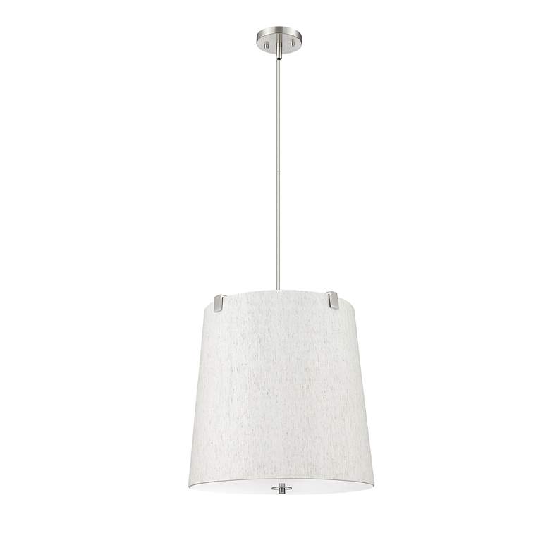 Image 7 Weston 18"W Brushed Nickel and Cream Fabric Pendant Light more views