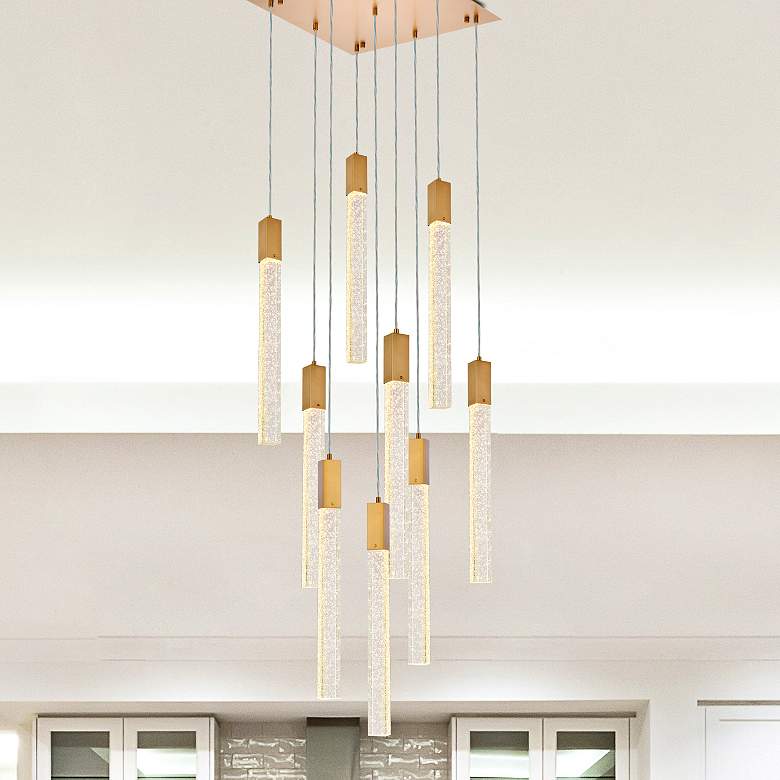 Image 2 Weston 20" Wide Satin Gold Crystal LED Multi-Light Pendant