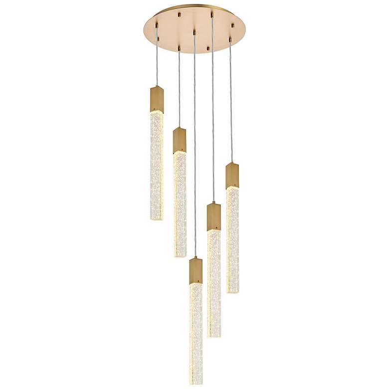 Image 3 Weston 20" Wide Satin Gold Metal Crystal 5-Light Pendant