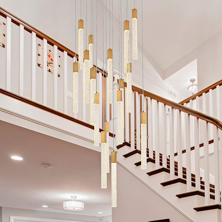 Image 2 Weston 30" Wide Satin Gold Multi-Light LED Pendant