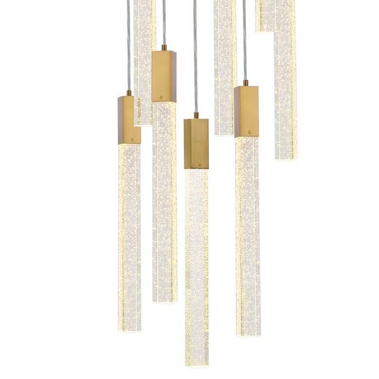 Image 3 Weston 30"W Satin Gold Crystal 13-Light LED Cluster Pendant more views