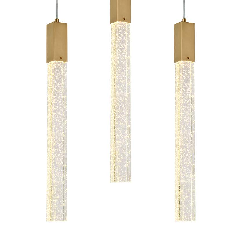 Image 4 Weston 36 inch Wide Satin Gold 5-Light LED Linear Pendant more views