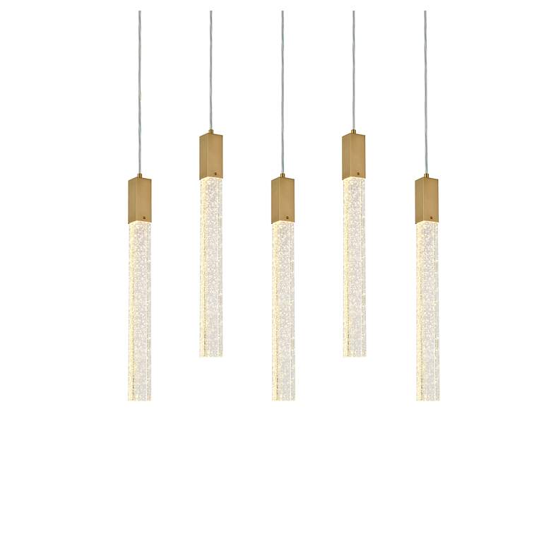 Image 5 Weston 36" Wide Satin Gold 5-Light LED Linear Pendant more views