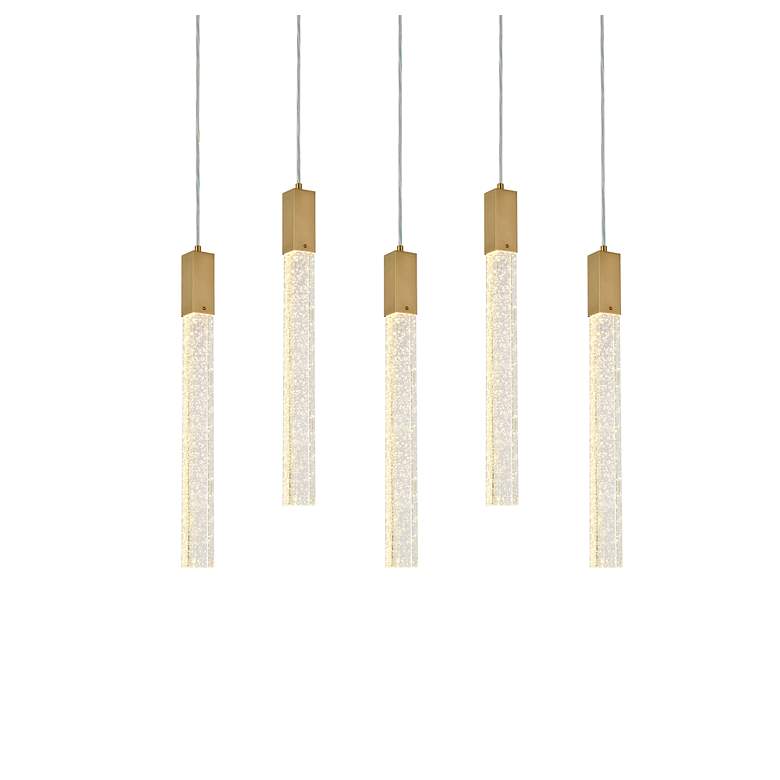 Image 5 Weston 36 inch Wide Satin Gold 5-Light LED Linear Pendant more views