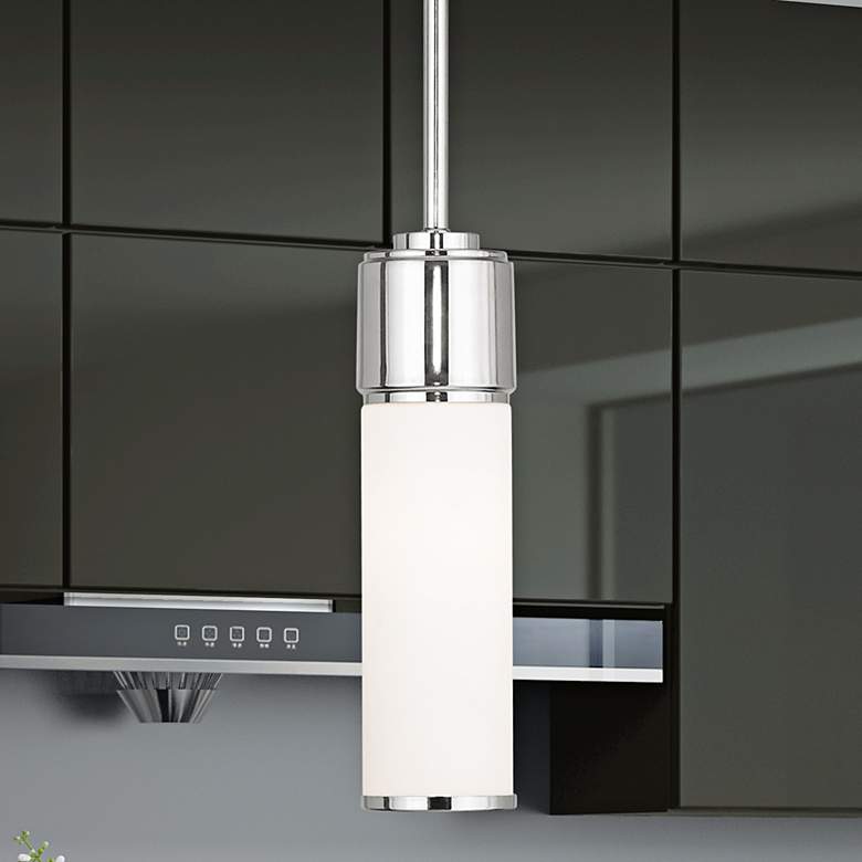 Image 1 Weston 4 3/4" Wide Polished Nickel Cylinder Mini Pendant