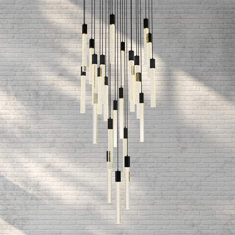 Image 2 Weston 42" Wide Black Crystal 25-Light LED Cluster Pendant