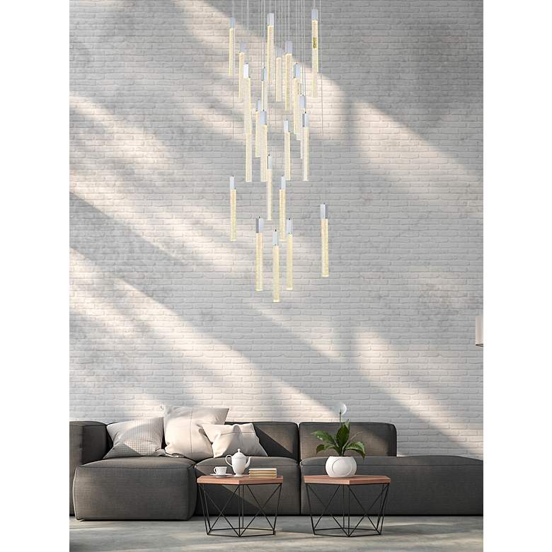 Image 2 Weston 42" Wide Chrome and Crystal LED Multi-Light Pendant more views