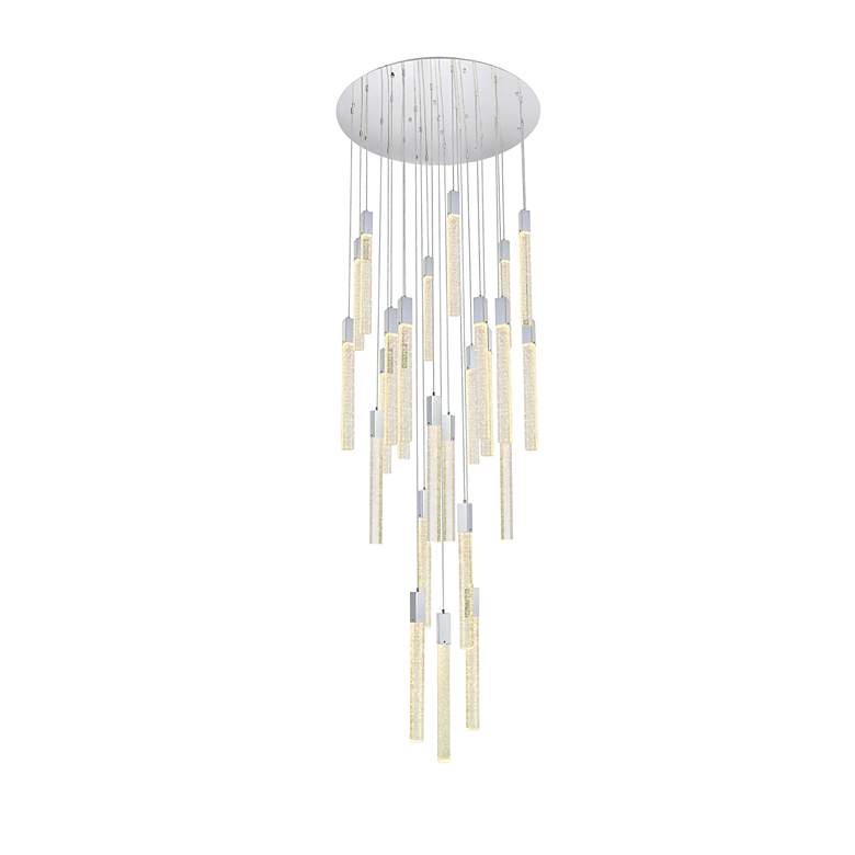 Image 3 Weston 42" Wide Chrome and Crystal LED Multi-Light Pendant more views
