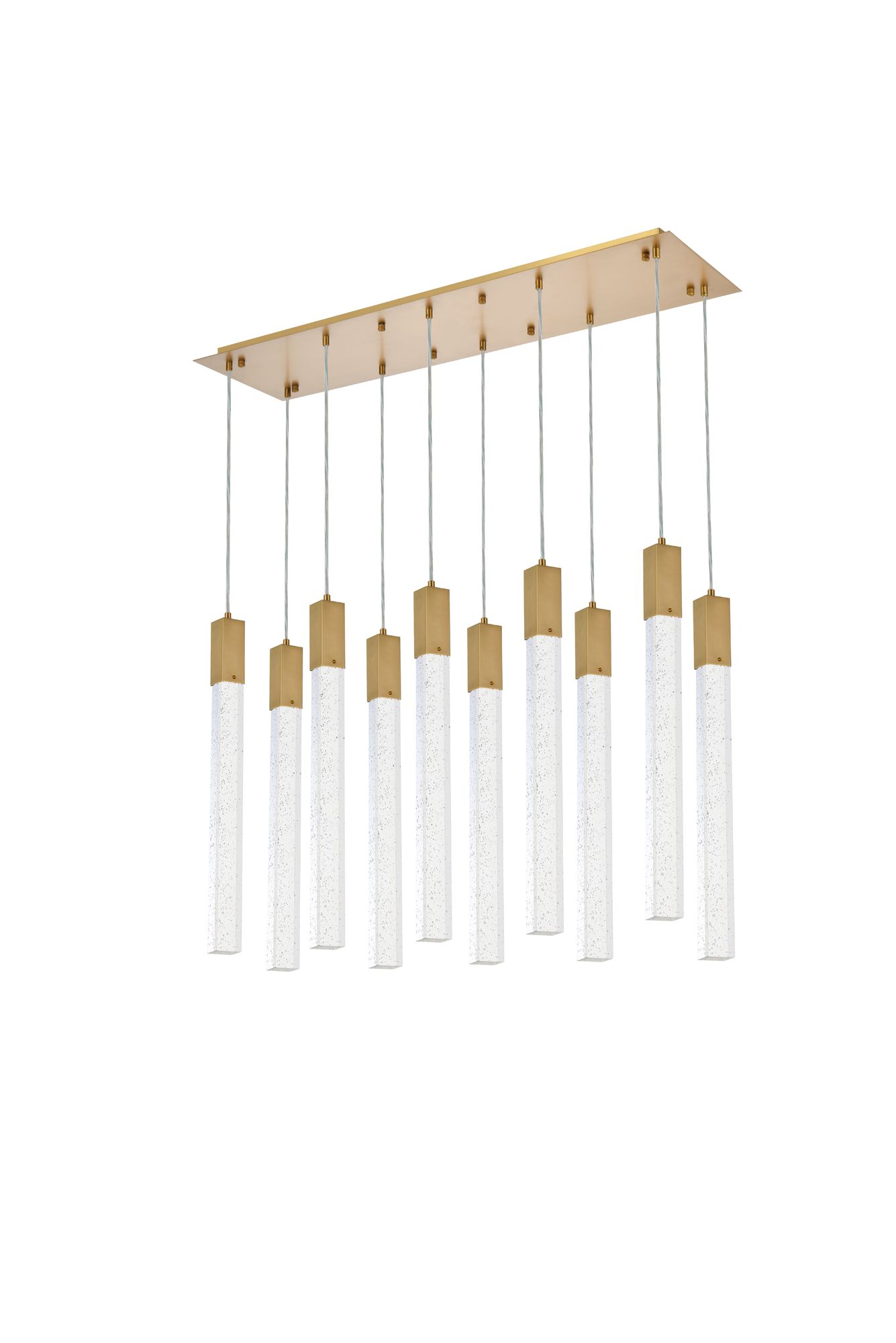 Weston 42" Wide Satin Gold 10-Light Linear Pendant in scene