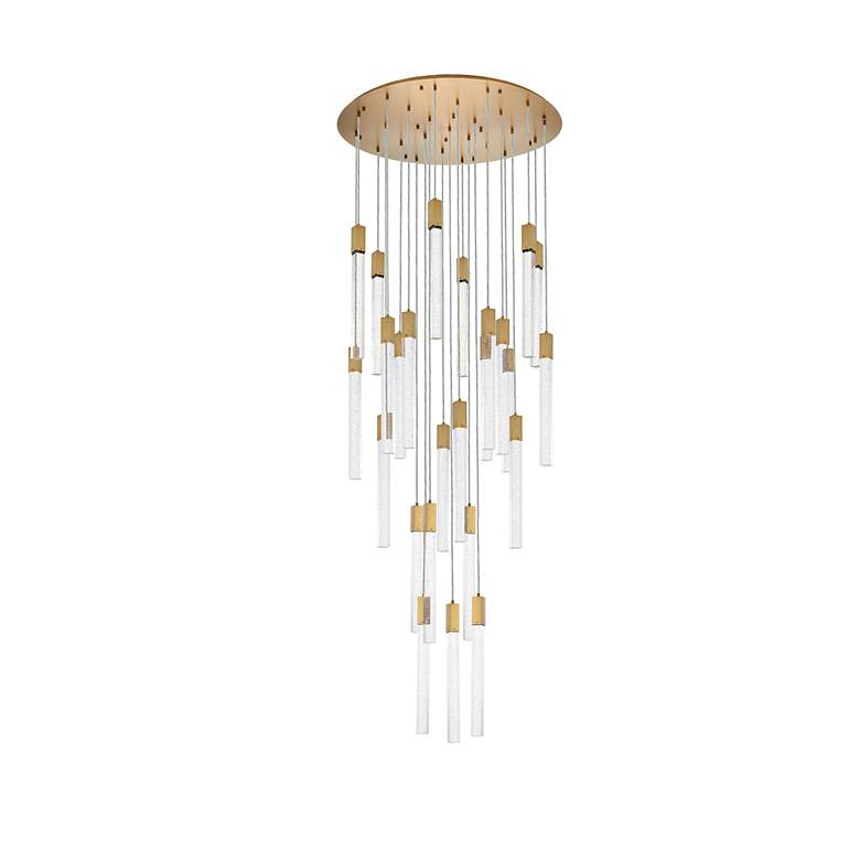 Image 6 Weston 42" Wide Satin Gold 25-Light LED Pendant more views