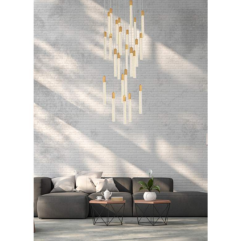 Image 7 Weston 42" Wide Satin Gold 25-Light LED Pendant more views