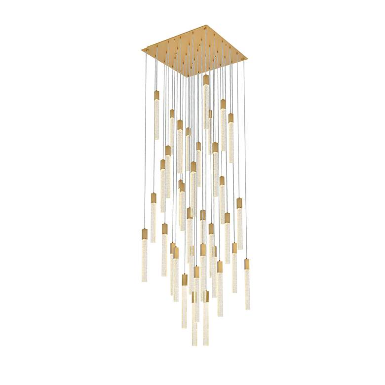 Image 3 Weston 42" Wide Satin Gold LED Multi-Light Pendant more views