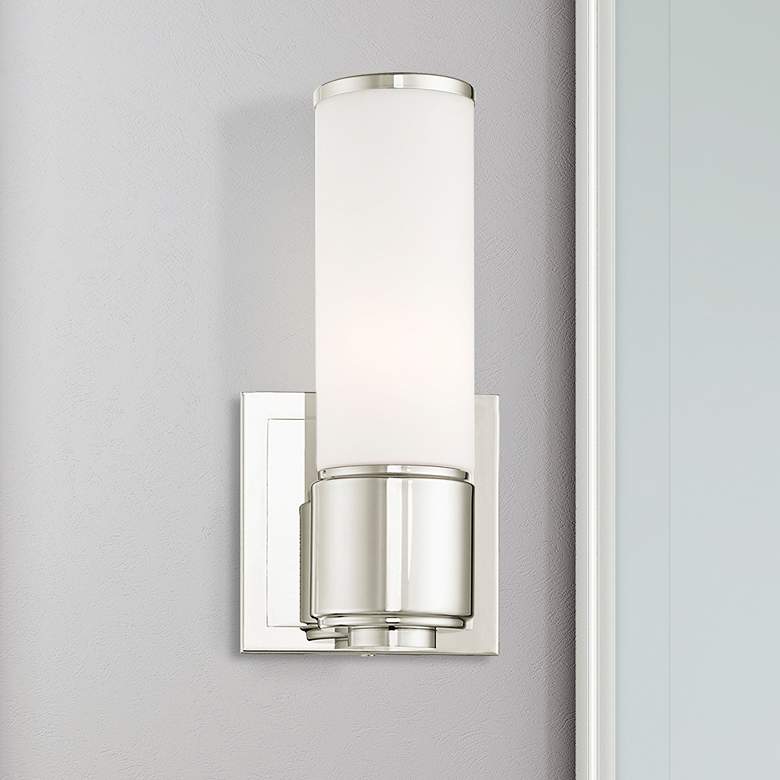 Image 1 Weston 9 1/2" High Modern Polished Nickel Wall Sconce Light