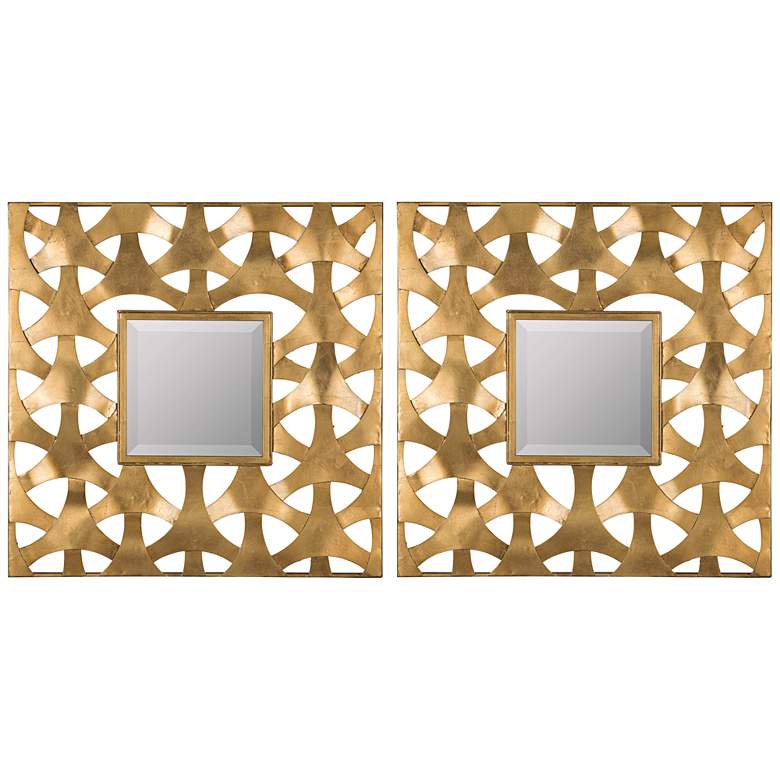Image 1 Weston Aged Gold 19 3/4 inch Square Accent Wall Mirror Set of 2