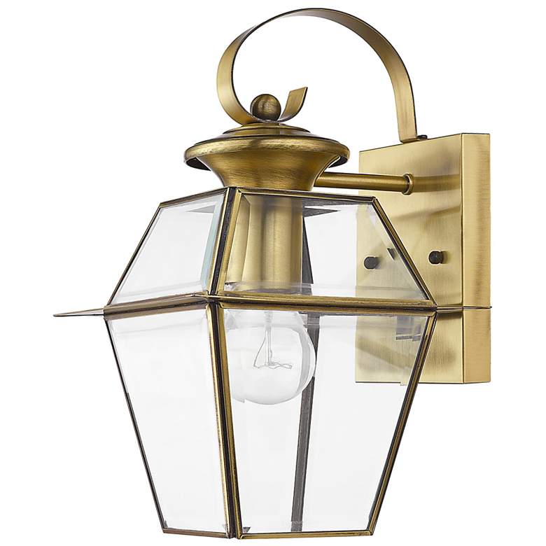 Image 7 Westover 12.5-in H Antique Brass Medium Base (E-26) Outdoor Wall Light more views