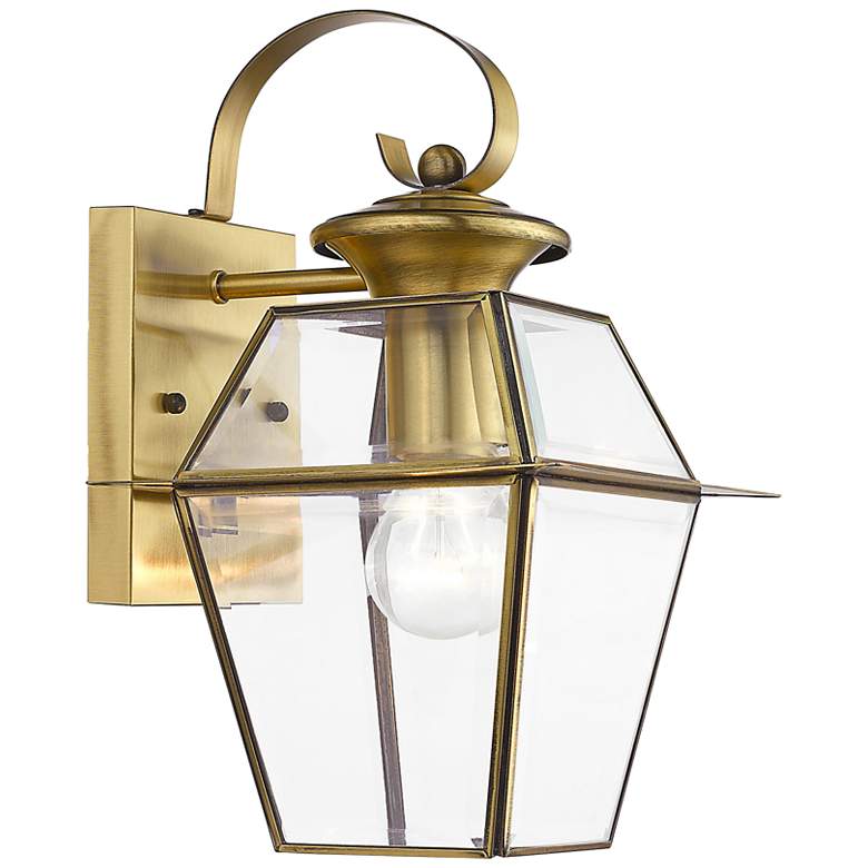 Image 3 Westover 12 1/2" High Antique Brass Outdoor Wall Lantern