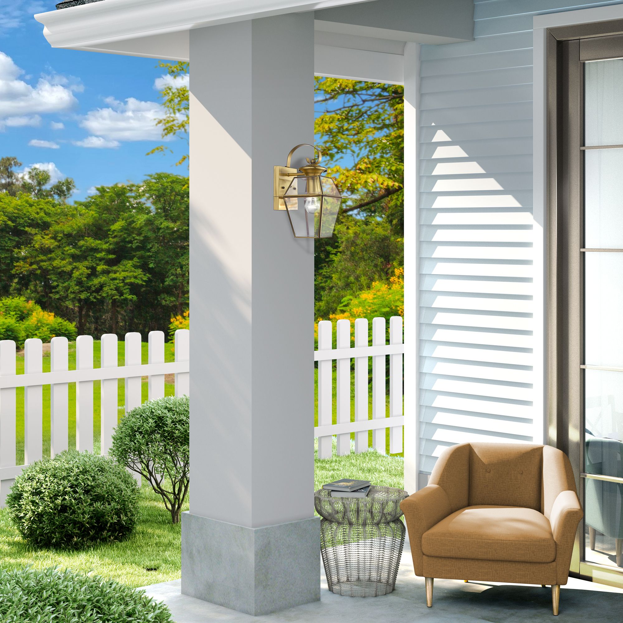 Westover 12 1/2" High Antique Brass Outdoor Wall Lantern in scene