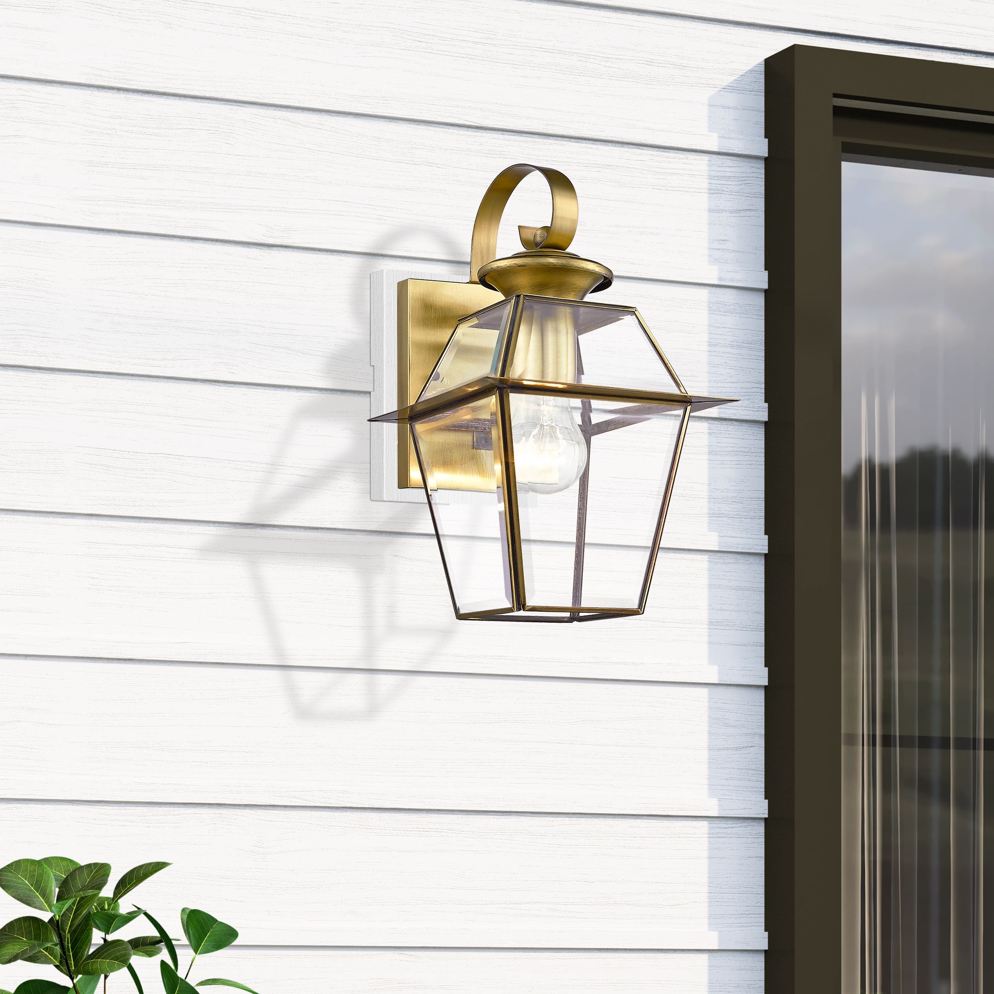 Westover 12 1/2" High Antique Brass Outdoor Wall Lantern in scene