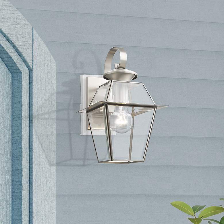 Image 1 Westover 12 1/2" High Brushed Nickel Outdoor Wall Light