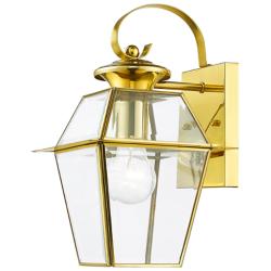Westover 12 1/2"H 2-Light Polished Brass Outdoor Wall Light
