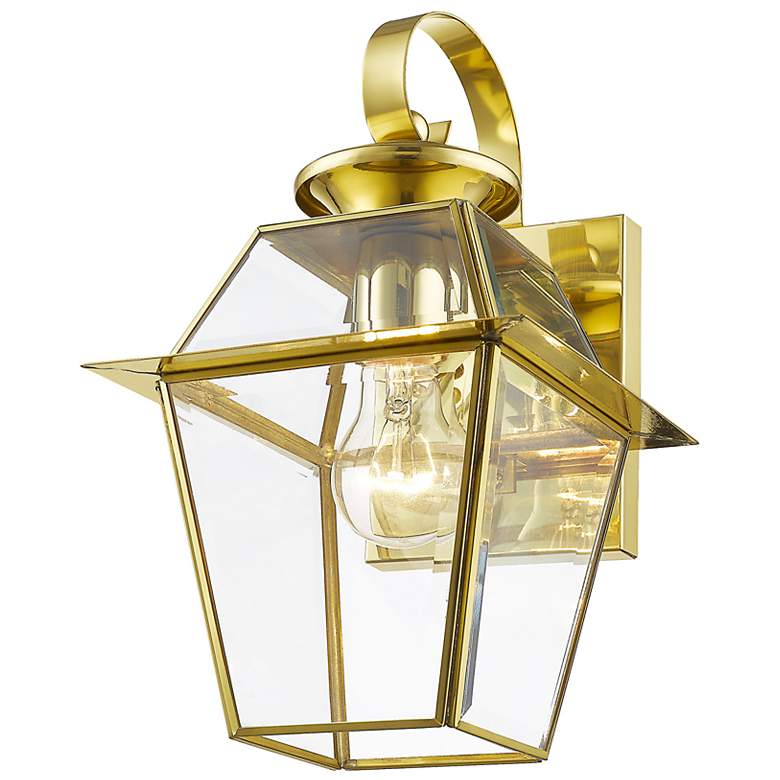 Image 6 Westover 12 1/2"H 2-Light Polished Brass Outdoor Wall Light more views
