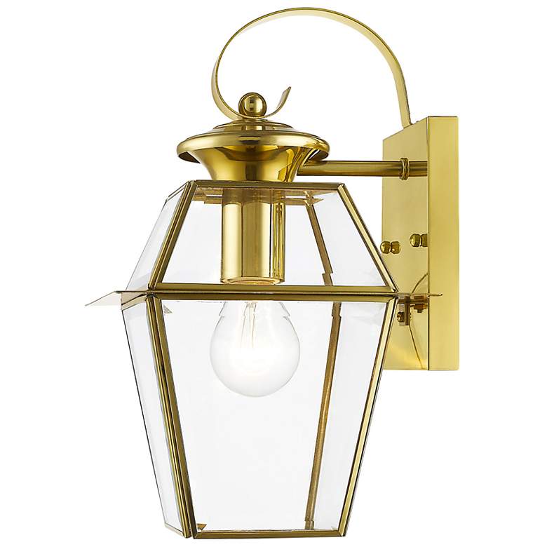 Image 7 Westover 12 1/2"H 2-Light Polished Brass Outdoor Wall Light more views