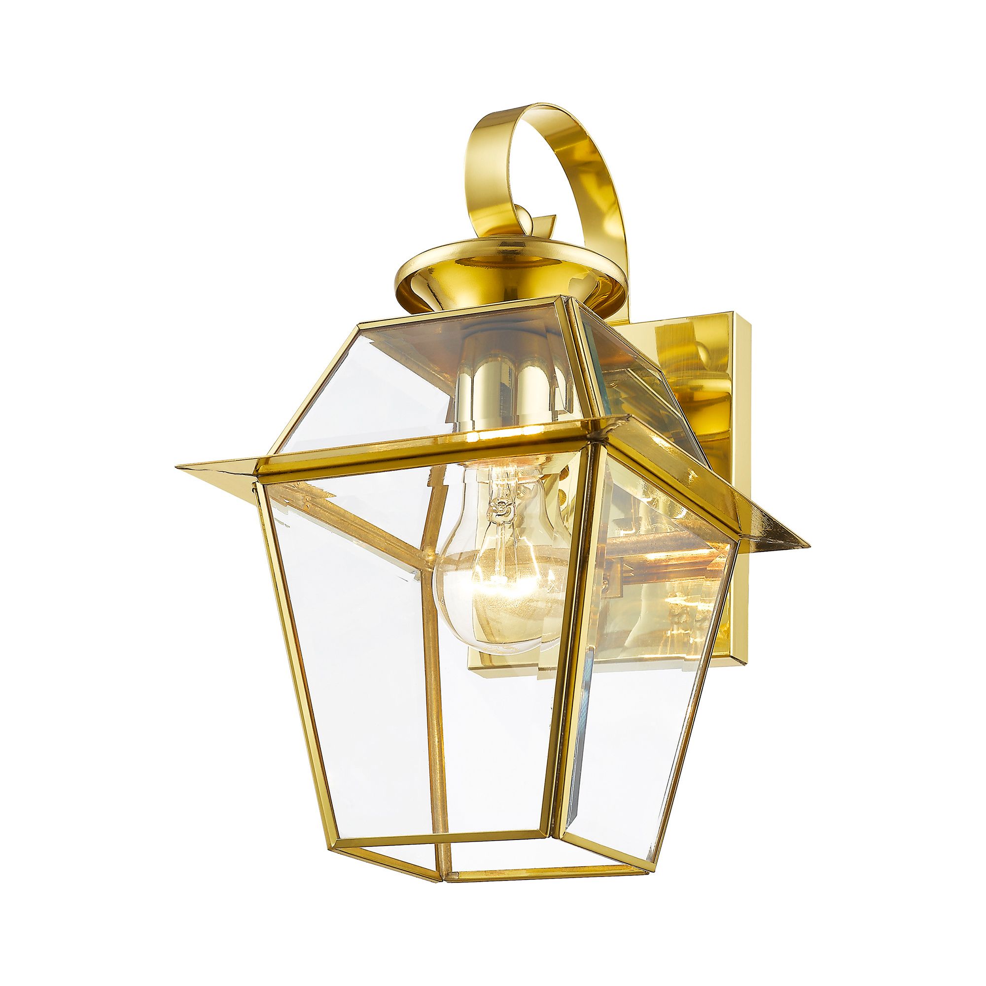 Westover 12 1/2"H 2-Light Polished Brass Outdoor Wall Light