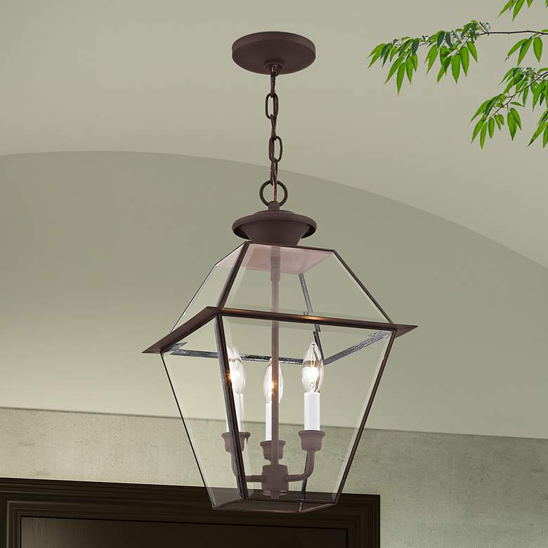 Image 1 Westover 12" High Bronze 3-Light Outdoor Hanging Light