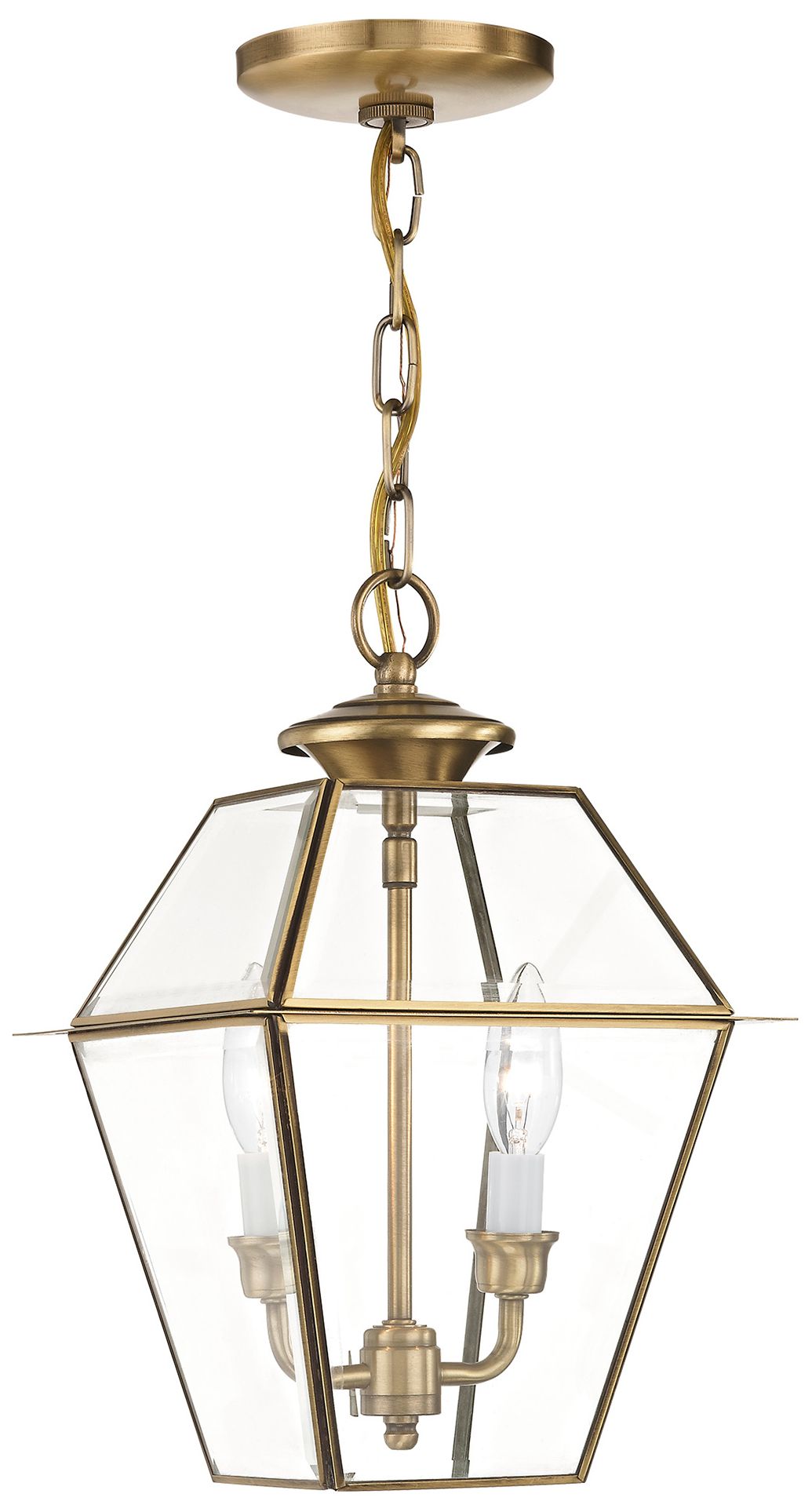 Westover 14"H Antique Brass 2-Light Outdoor Hanging Light